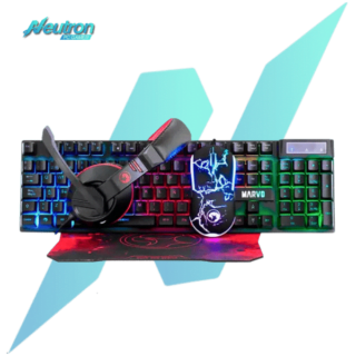 Combo Marvo Cm409 4 En 1 Teclado, Mouse, Headphone Y Mousepad