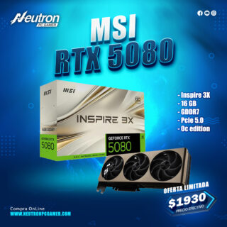 TARJETA DE VIDEO MSI GeForce RTX 5080 16G INSPIRE 3X OC